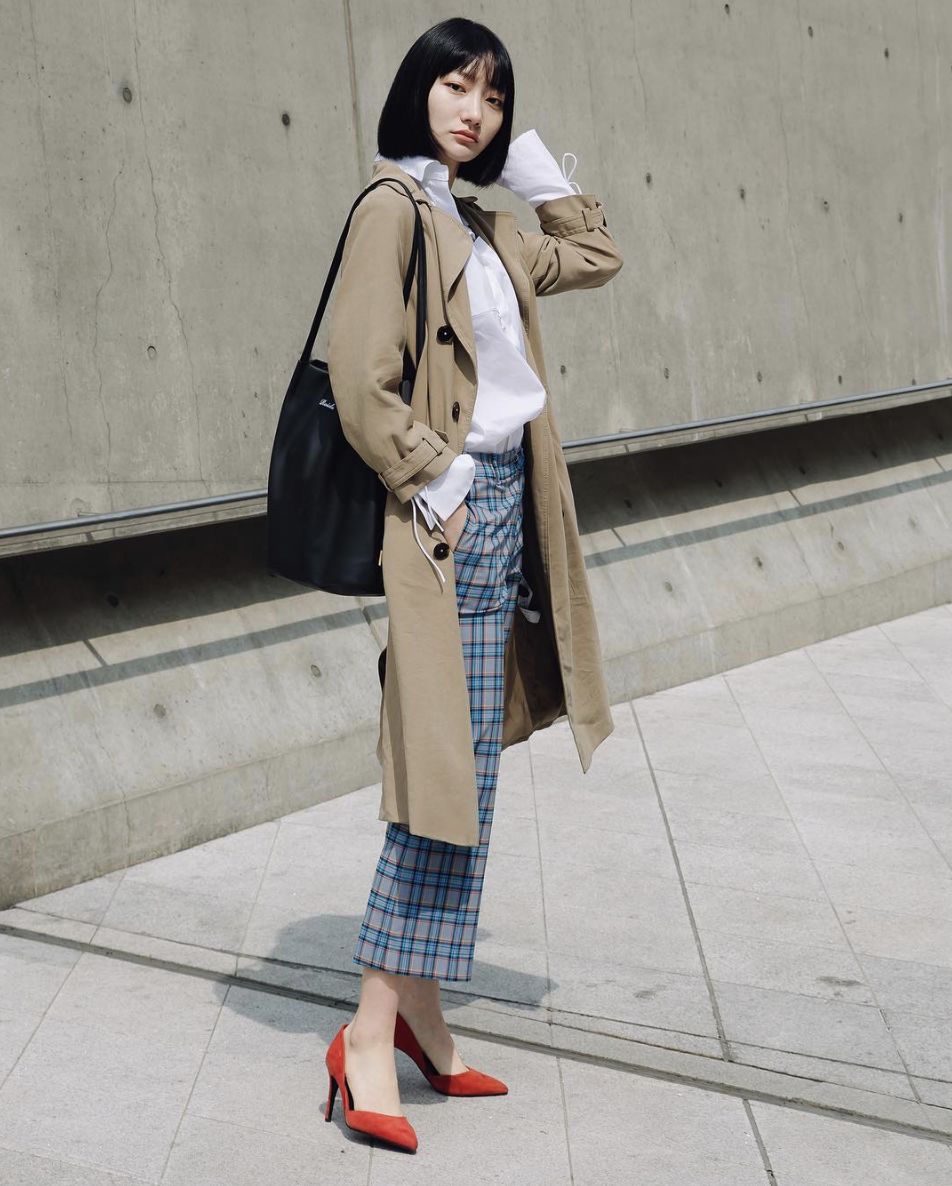 风衣搭配阔腿裤,今秋街拍最潮百搭cp!!!