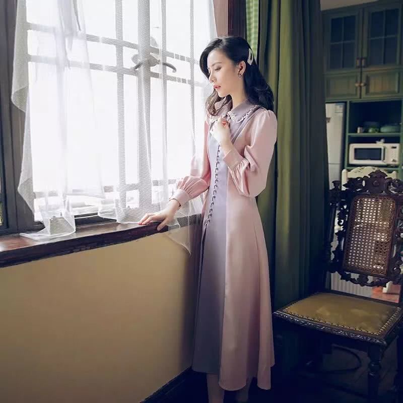 秋天来一件法式长裙,让你做复古风女孩