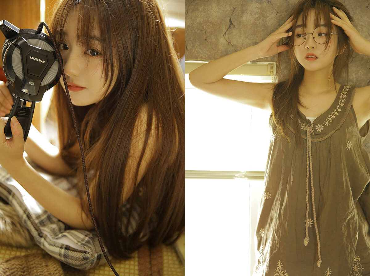 大眼性感撩人的美女懒散风格时尚写真照片