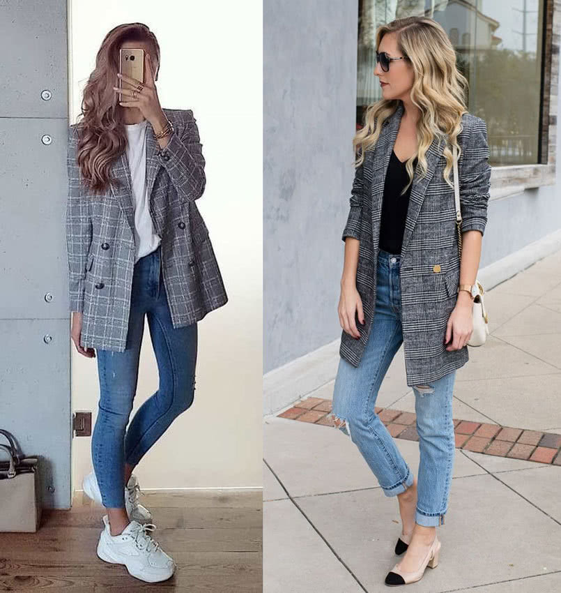 早秋穿什么最好?换一件格纹西装,让你大方美丽又时尚