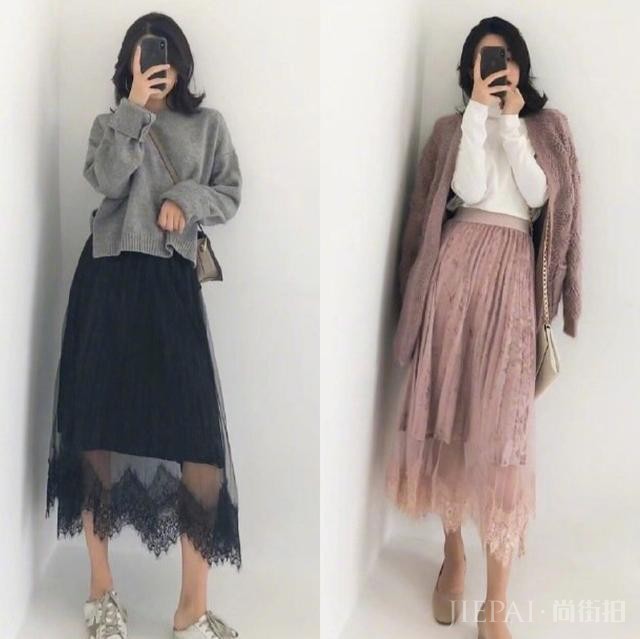 秋天也要穿裙子,18套基础款半裙搭配,谁穿谁美