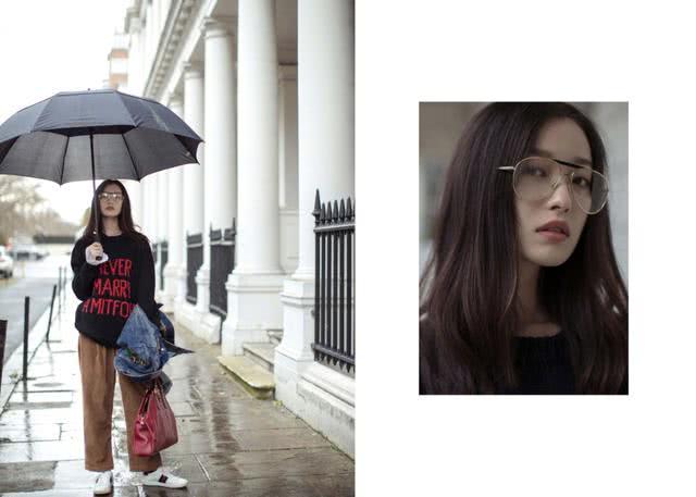 倪妮教你用红色毛衣搭配直筒牛仔裤简单穿出复古风，怎么拍都好看