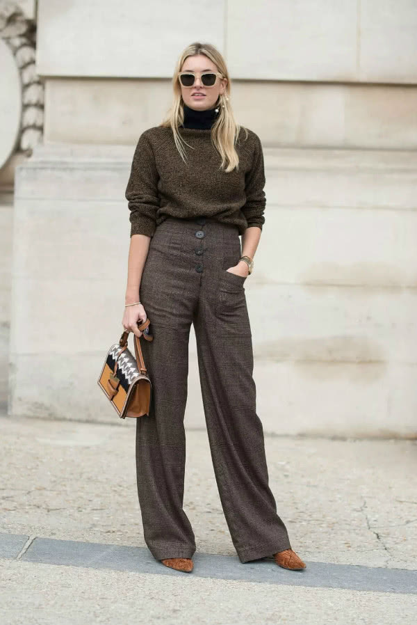 舒适保暖的毛衣怎么穿更有OL范?试试用西裤搭配,约会通勤都搞定