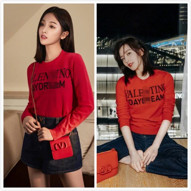 当刘诗诗和吴宣仪同穿一件红毛衣,女人味和少女感差距不止一点点