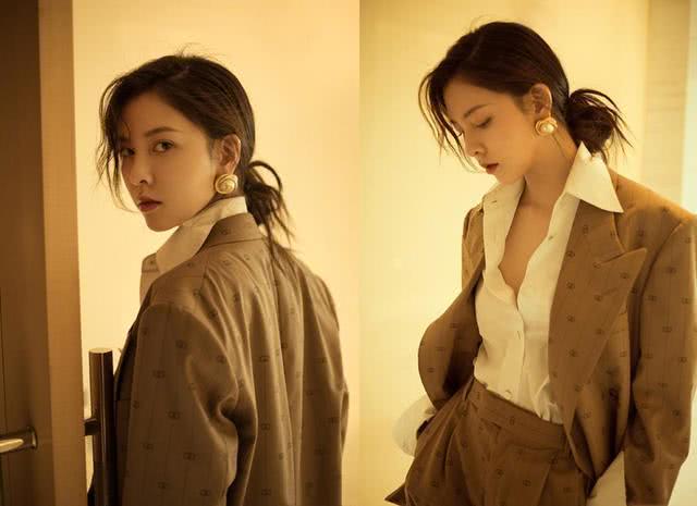 宋妍霏换季穿搭气场十足,大码西装配衬衫随性迷人,御姐范满分