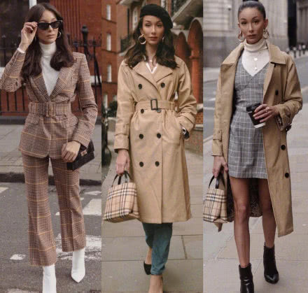 伦敦博主MELISEKREM的英伦风穿搭,大风衣格子裙,优雅又不失新意