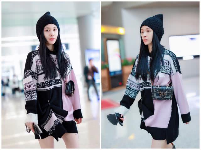 王子文V领露背小吊带配落地裤，小身材却拥有大气场