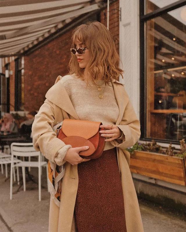 欧美街拍：连衣裙搭配长大衣，这样穿美丽又有气质