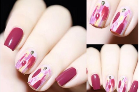 2019冬天美甲图片大全，春节红色带钻的指甲新款式