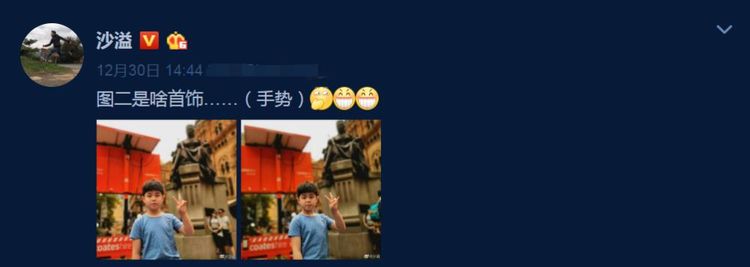 沙溢晒儿子近照，拍照手势老父亲看不懂，评论区都说安吉胖了