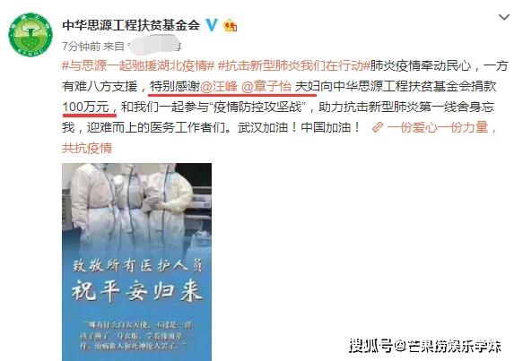 王宝强岳云鹏各捐20万抗击武汉疫情,章子怡汪峰夫妇捐款100万