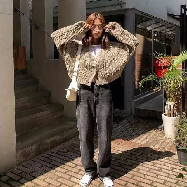 针织衫+拖地裤=秋冬巨洋气穿搭,好看到爆