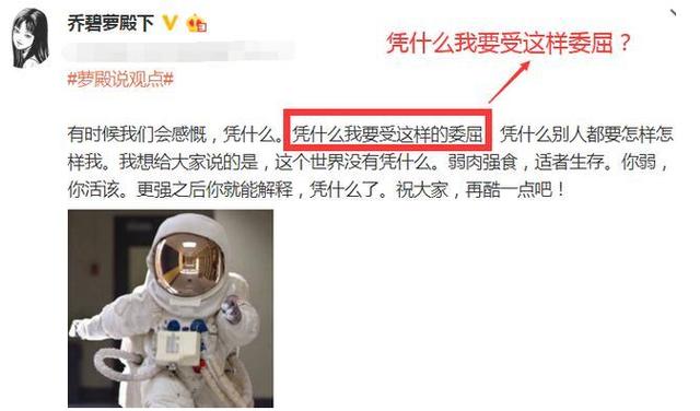 乔碧萝:凭什么我要受这样的委屈,没有实力就不要道德绑架