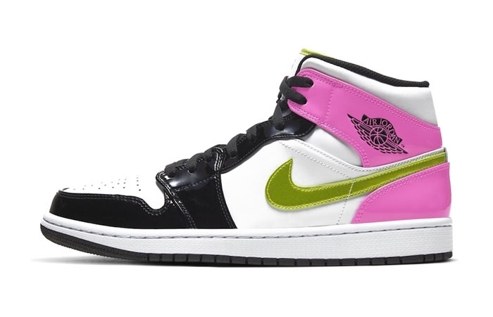 新款Air Jordan 1 Mid 黑白粉撞色漆皮鞋款曝光
