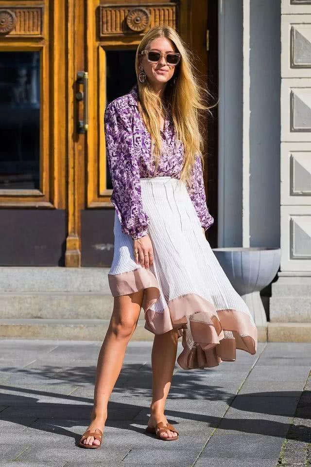 欧美街拍 迷笛裙俏皮温婉更甜美，轻松穿出唯美风