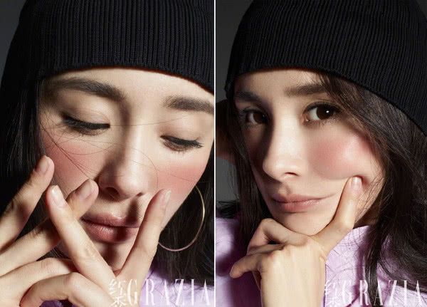 杨幂挑战微醺妆,红红脸蛋配可爱双马尾太显嫩了