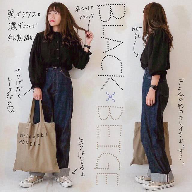 日本女生百搭单品大公开,增高必备牛仔裤,街拍必备白色上衣!