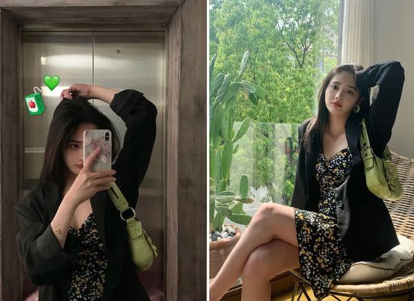 周洁琼示范初夏穿搭,西装里的碎花裙一般人真不敢穿