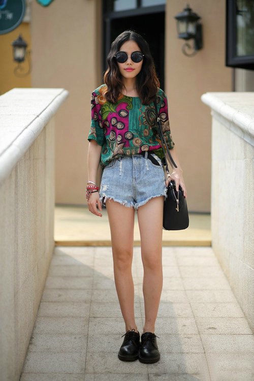 长沙潮女街拍 夏季时尚大爱长裙短裤