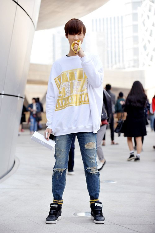 2014韩国首尔秋冬男装时装周场外街拍 挡不住的潮流