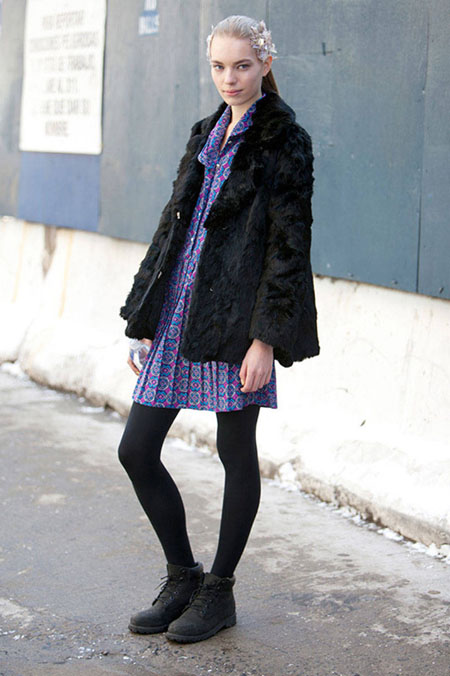 街拍时尚 无季节感裙装闪耀冬季