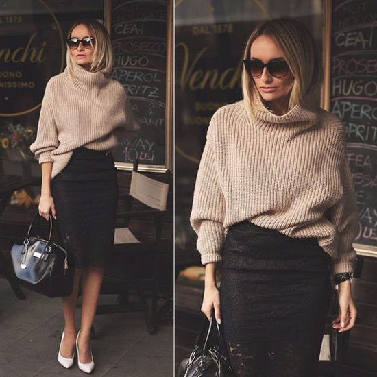 街头潮人高领毛衣太时髦 怎么穿怎么美有木有！