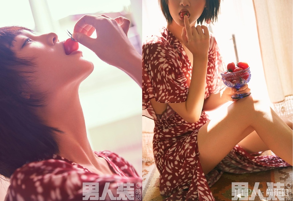 何杜娟登《男人装》 诠释邻家少女的"甜味"性感