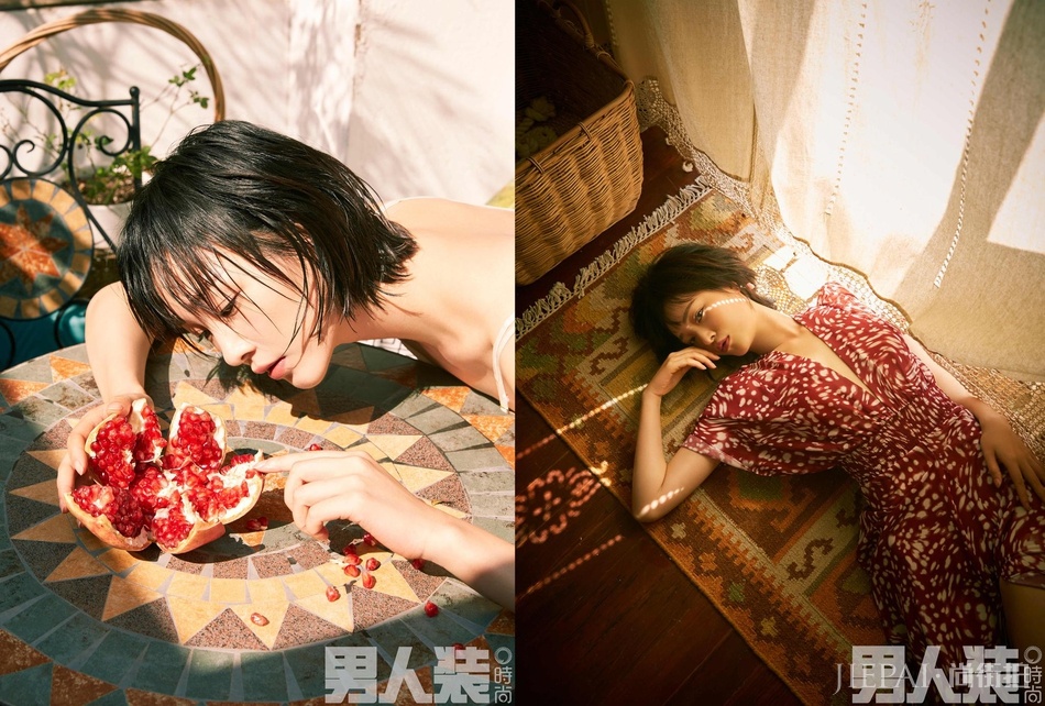 何杜娟登《男人装》 诠释邻家少女的"甜味"性感