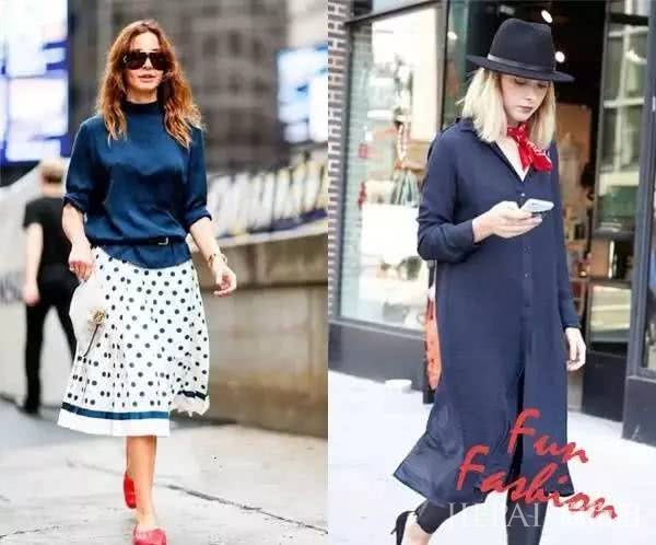 欧美街拍 穿衣打扮用2种颜色搭一起，让你美一整天