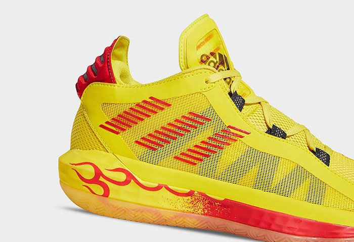2020年新款篮球鞋adidas Dame 6 “Hot Rod”新款红黄配色篮球鞋图片