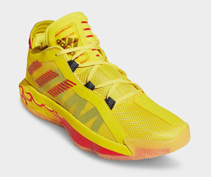 2020年新款篮球鞋adidas Dame 6 “Hot Rod”新款红黄配色篮球鞋图片