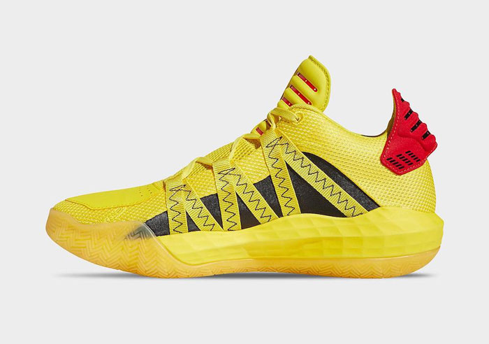 2020年新款篮球鞋adidas Dame 6 “Hot Rod”新款红黄配色篮球鞋图片