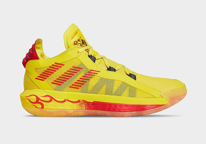 2020年新款篮球鞋adidas Dame 6 “Hot Rod”新款红黄配色篮球鞋图片
