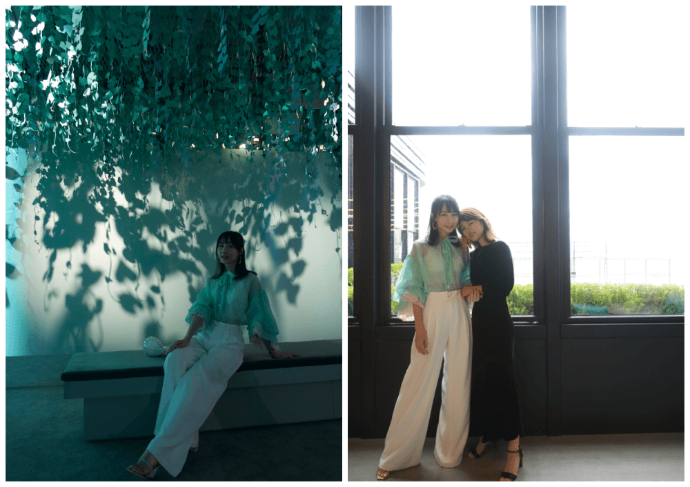 雷佳音妻子穿果冻蓝衬衫轻薄透亮,配白裤穿出三七比效果