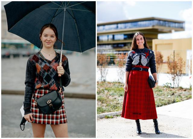 秋季把薄纱裙和复古格纹裙穿起来，这才是裙装里的王者