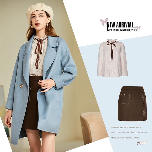 小个子想要大气场，还得靠大衣！内搭衬衫/毛衫+半裙=气质满分