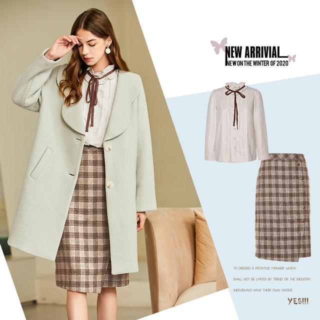 小个子想要大气场，还得靠大衣！内搭衬衫/毛衫+半裙=气质满分