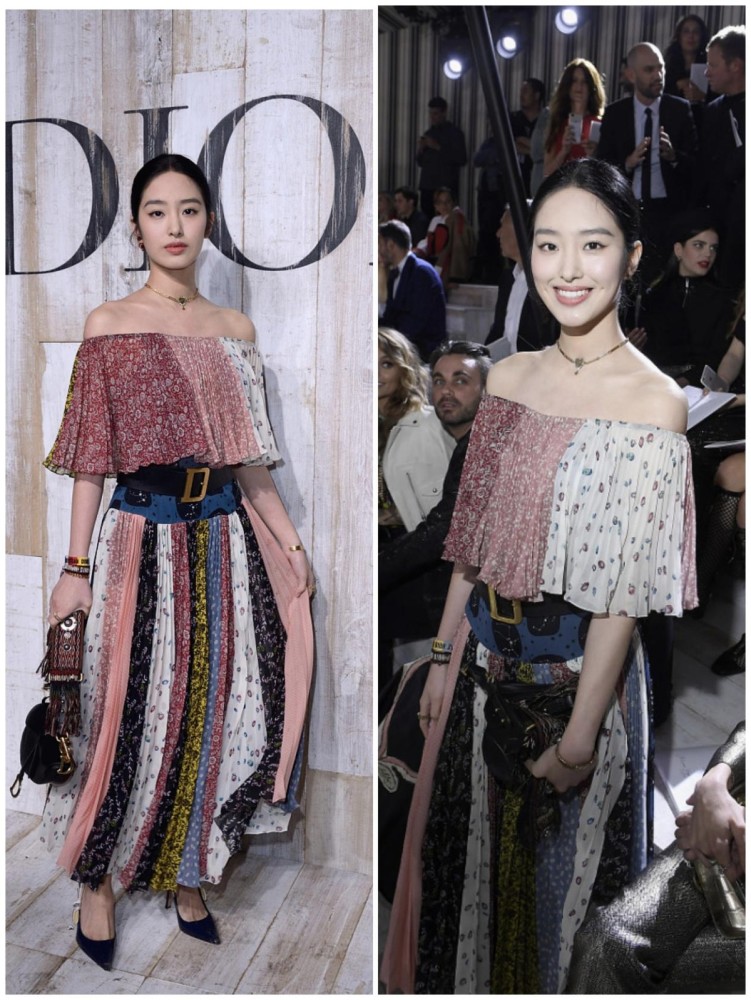 杨采钰穿连衣裙完美展示好身材,穿花哨裙魅力十足