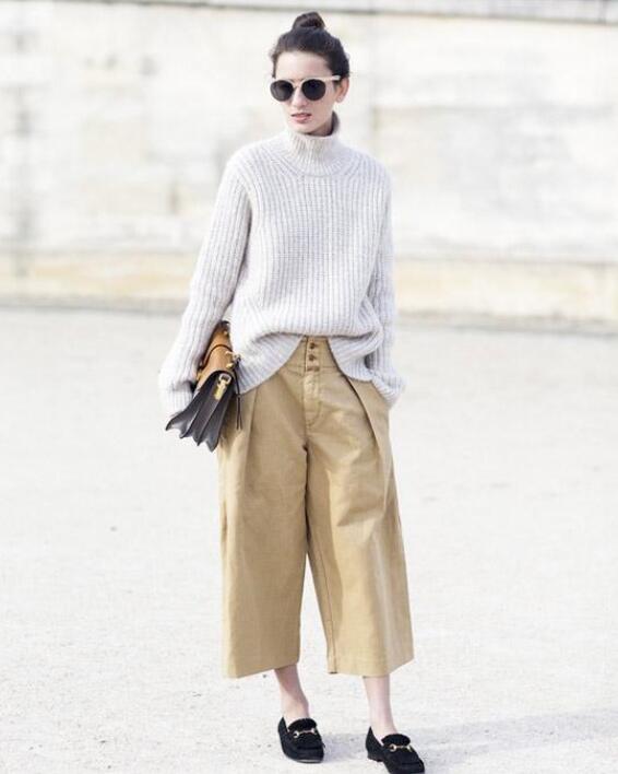 大毛衣+阔腿裤怎么穿衣打扮好看？