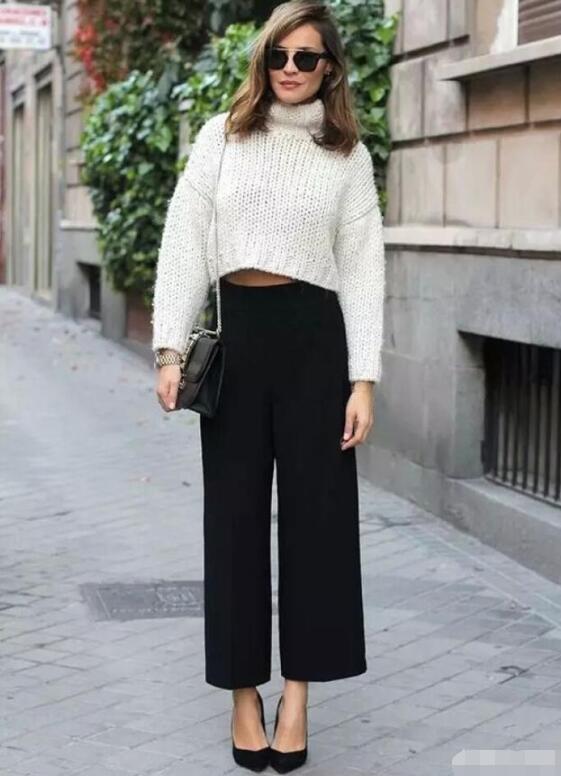 大毛衣+阔腿裤怎么穿衣打扮好看？
