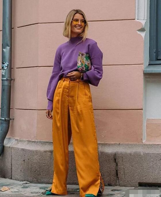 大毛衣+阔腿裤怎么穿衣打扮好看？