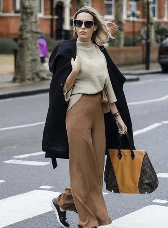 大毛衣+阔腿裤怎么穿衣打扮好看？