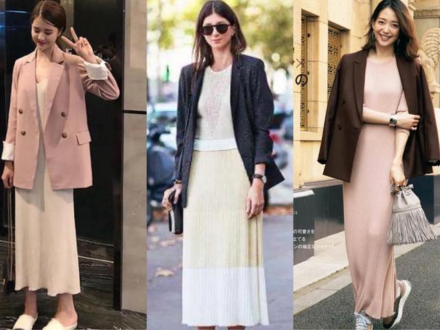 针织长裙搭配什么外套好看?