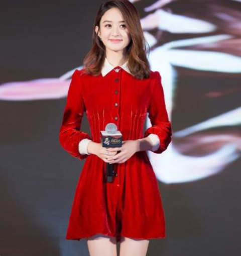 赵丽颖穿一袭红裙大秀好身材，挽起头发优雅艳丽