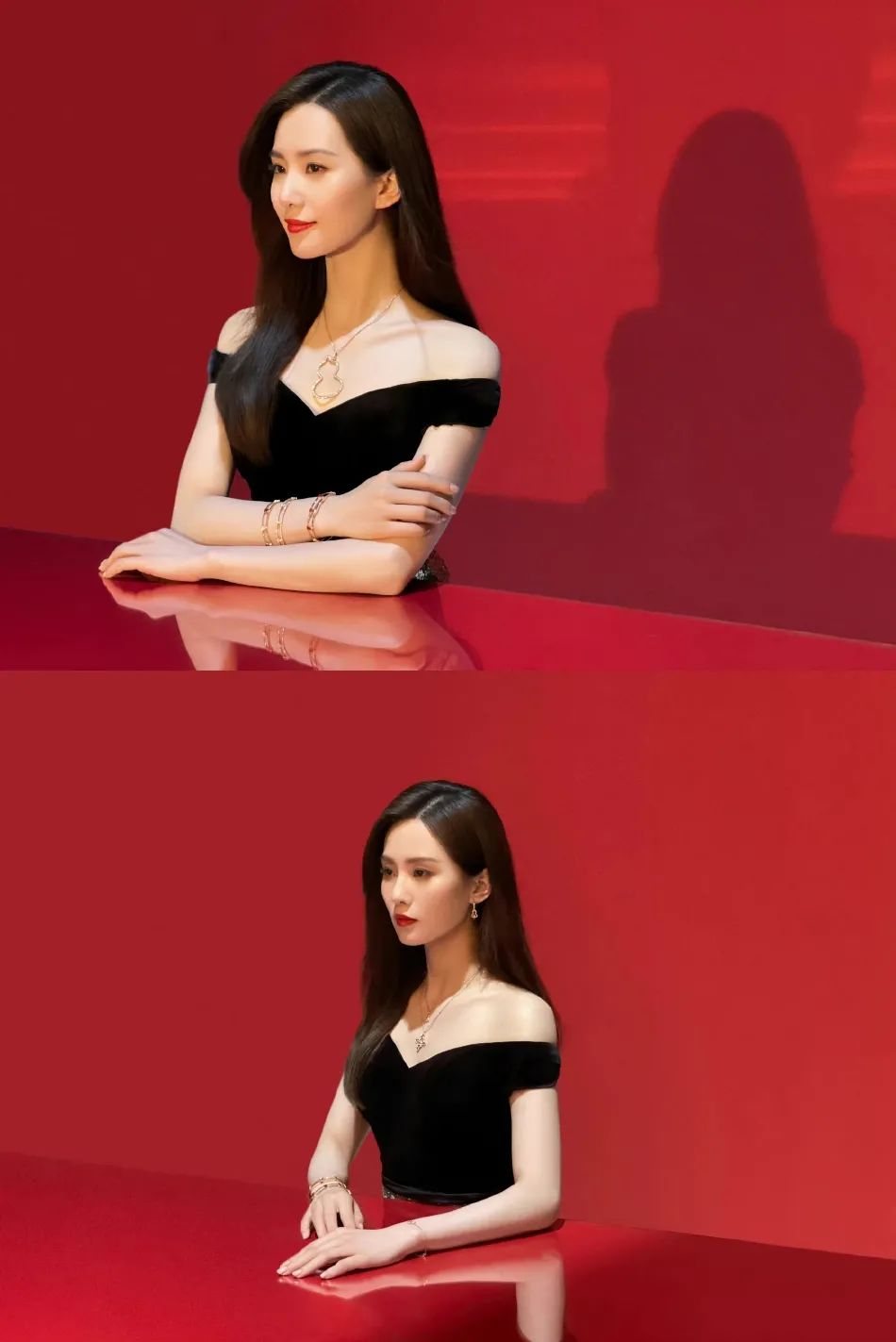 刘诗诗穿露肩黑裙秀天鹅颈！成熟妩媚性感美艳