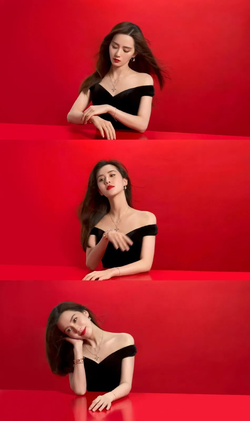 刘诗诗穿露肩黑裙秀天鹅颈！成熟妩媚性感美艳