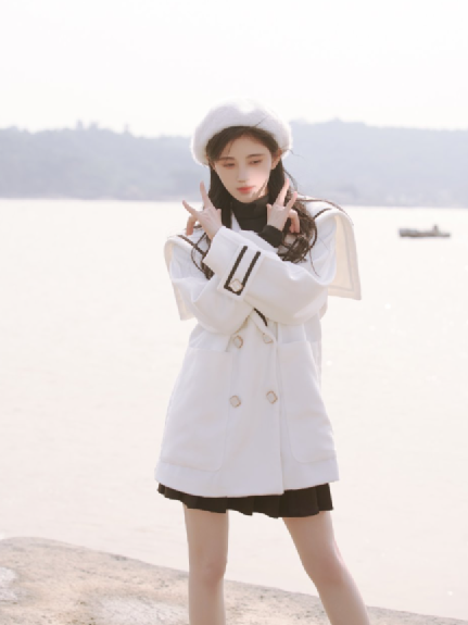 鞠婧祎海军风上衣配小短裙，气质温婉活泼太可爱