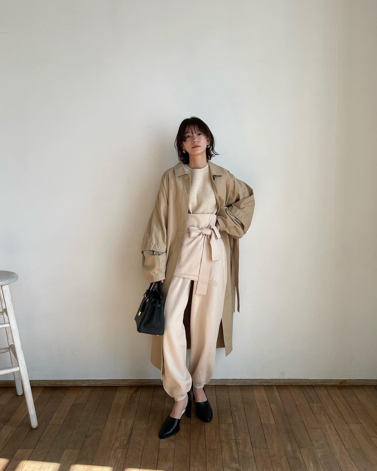 宽大衣她穿着就是好看，日本潮模松本惠奈示范158cm女生要怎样穿衣打扮