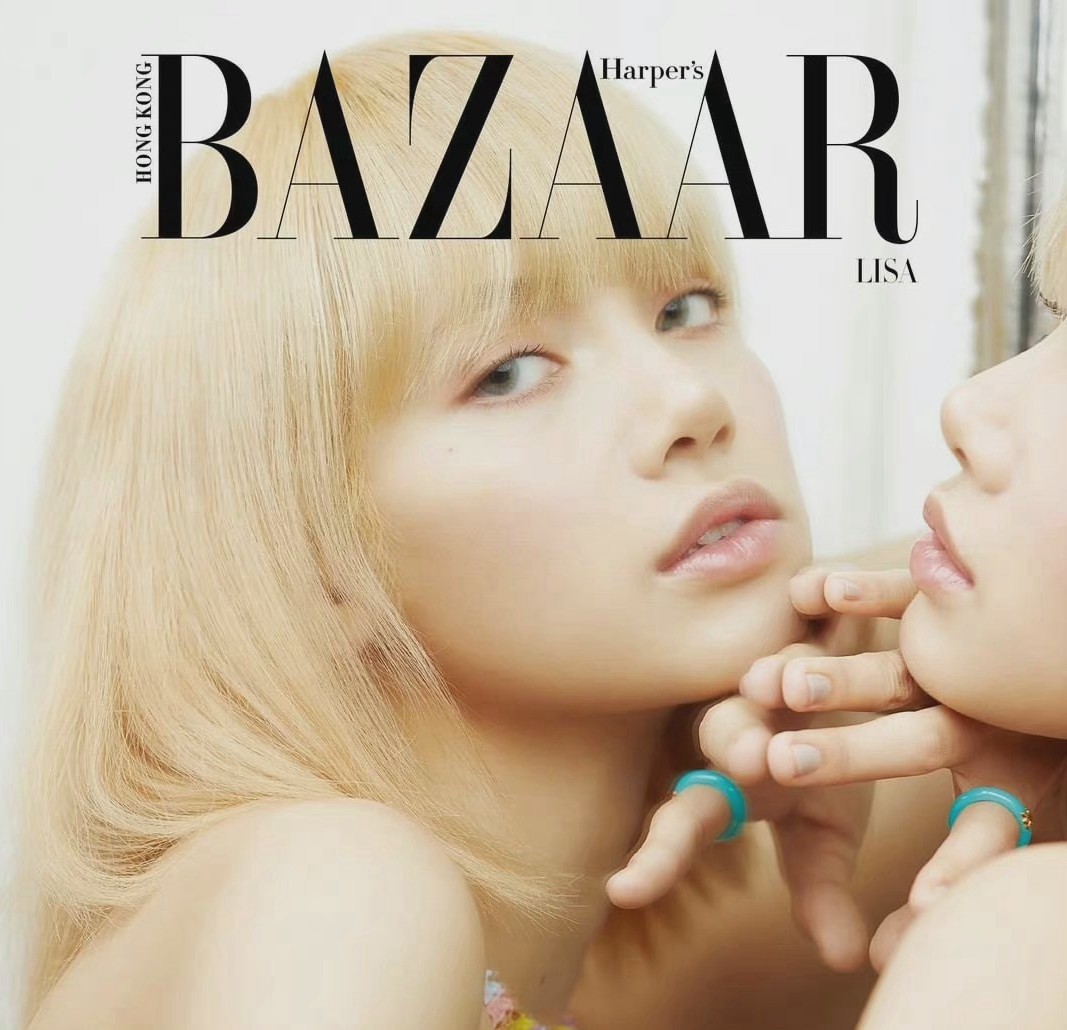 Lisa香港《时尚芭莎》四月刊封面大片金发芭比又纯又欲