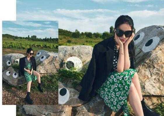 刘亦菲拼接碎花裙穿出大牌范，一般人驾驭不了